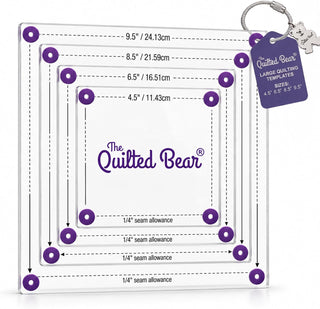The Quilted Bear Large Quilting Templates - Square - Set of 4 (4.5" - 9.5")