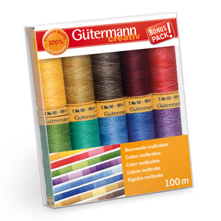 Gutermann Natural Cotton C 50 Assorted Thread Set 10 x 100m