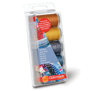 Gutermann Jeans Denim Blues and Golds Thread Set