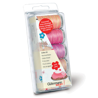 Gutermann Cotton No.30 Thread Set 5 x 300m Pink and Purple