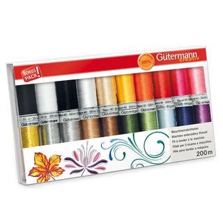 Gutermann Rayon 40 Colourful Machine Embroidery Thread Set 20 x 200m