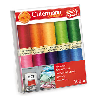 Gutermann Sew-All Colorful 100% Polyester Thread Set 10 x 100m
