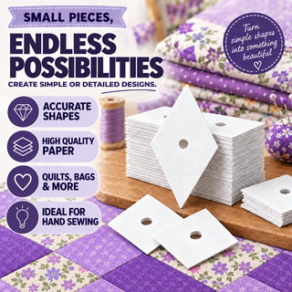 The Quilted Bear 100 English Paper Piecing Templates, 1" Diamonds
