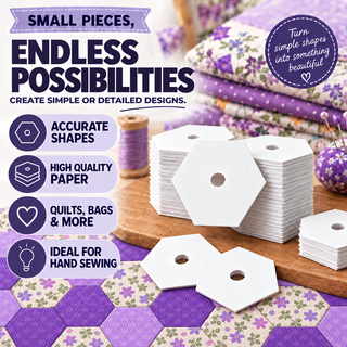 The Quilted Bear 100 English Paper Piecing Templates, 2" Hexagons