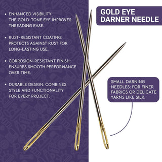 The Quilted Bear Gold Eye Darning Needles with Wooden Case (3/2/1)