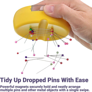 The Quilted Bear Magnetic Pin Dish with 25 Sewing Pins (yellow)