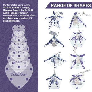 The Quilted Bear Star Quilting Templates - Set of 8 (3/4 inch - 3 inches)