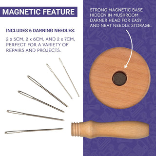 The Quilted Bear Magnetic Mushroom Darner and Needles