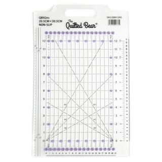 The Quilted Bear 8" x 12" Non-Slip Acrylic Slotted Strip Quilting Ruler