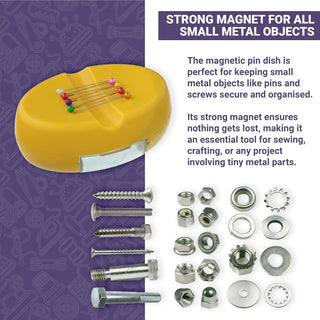 The Quilted Bear Magnetic Pin Dish with 25 Sewing Pins (yellow)