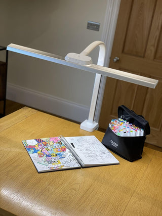 Native Lighting Task Lamp XL - White 2,100 Lux LED Light with Adjustable 80cm Wide Shade
