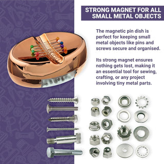 The Quilted Bear Magnetic Pin Dish with 25 Sewing Pins (Rose gold)