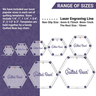 The Quilted Bear Star Quilting Templates - Set of 8 (3/4 inch - 3 inches)