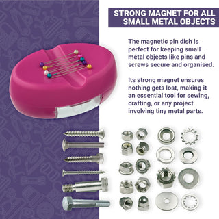The Quilted Bear Magnetic Pin Dish with 25 Sewing Pins (Pink)