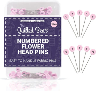 The Quilted Bear Numbered Flower Head Pins (100 Pack)