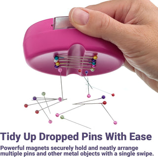 The Quilted Bear Magnetic Pin Dish with 25 Sewing Pins (Pink)
