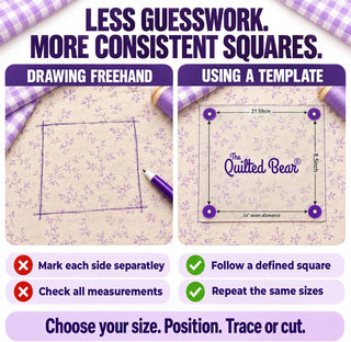 The Quilted Bear Large Quilting Templates - Square - Set of 4 (4.5" - 9.5")