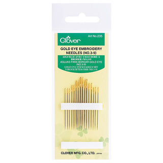 Clover Gold Eye Embroidery Needles 3-9