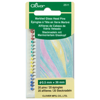 Clover Marbled Glass Head Pins