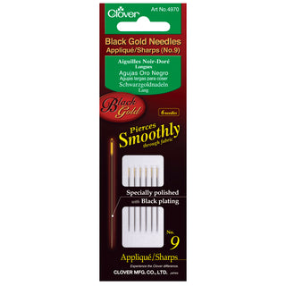 Clover Black Gold Applique/Sharps Needles Size 9