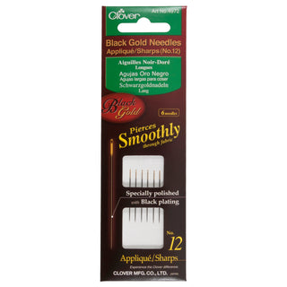 Clover Black Gold Applique/Sharps Needles Size 12