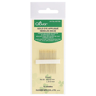 Clover Gold Eye Applique Needles Size 9