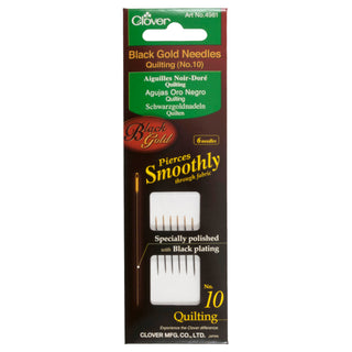 Clover Black Gold Quilting Needles Size 10