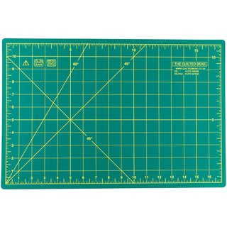 The Quilted Bear 12" x 18" (A3) Double Sided Self Healing Cutting Mat - Green