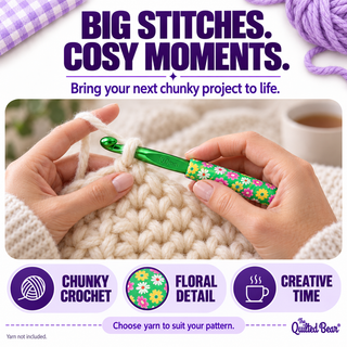 The Quilted Bear Floral Print Chunky Crochet Hook Set 9mm, 10mm, 12mm & 15mm