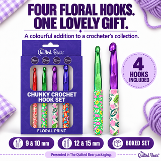 The Quilted Bear Floral Print Chunky Crochet Hook Set 9mm, 10mm, 12mm & 15mm
