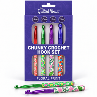 The Quilted Bear Floral Print Chunky Crochet Hook Set 9mm, 10mm, 12mm & 15mm