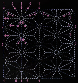 Sew Easy Sashiko Embroidery Template 6" x 6" Asa No Ha (Hemp Leaf)