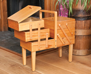 Hobby Gift Cantilever 3 Tier Sewing Box with Legs - Wood