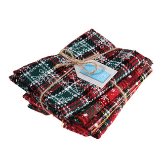 Trimits Fabric Fat Quarters Printed Christmas Tartan Reds - Bundle of 4