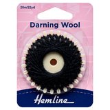 Hemline Black Strong Washable Darning Wool 20m