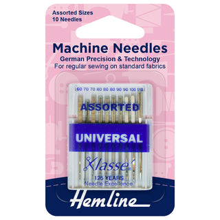 Hemline Universal Sewing Machine Needles Assorted Pack of 10