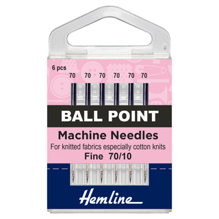 Hemline Fine Ball Point Machine Needles 70/10