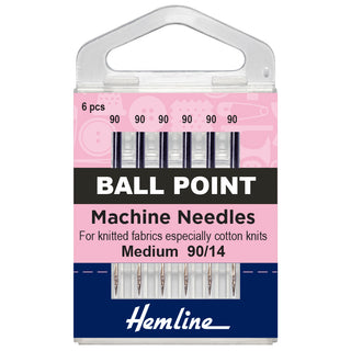 Hemline Medium/Heavy Ball Point Machine Needles 90/14
