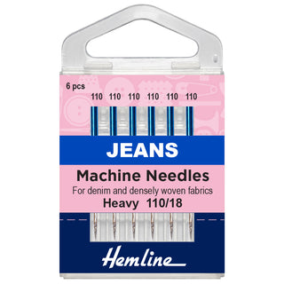 Hemline Heavy Jeans Machine Needles 110/18