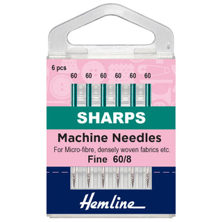Hemline Sharp/Micro Extra Fine Machine Needles 60/8
