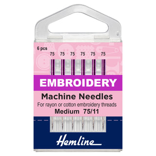 Hemline Fine Embroidery Machine Needles 75/11