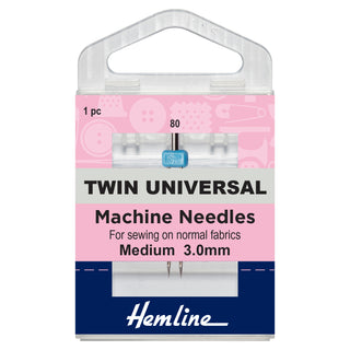 Hemline Twin Universal Machine Needles 80/12 (3mm)
