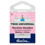Hemline Twin Universal Machine Needles 80/12 (4mm)