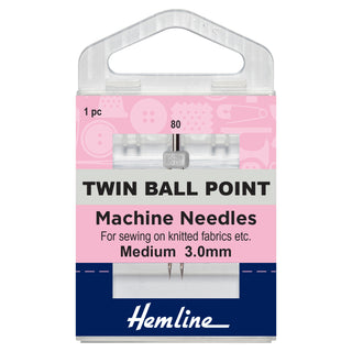 Hemline Twin Ballpoint Machine Needle 80/12 (3mm)