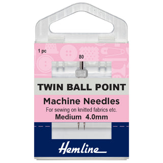 Hemline Twin Ballpoint Machine Needle 80/12 (4mm)