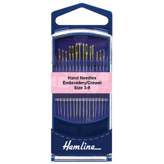 Hemline Gold Eye Embroidery/Crewel Needles 3-9