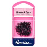 Hemline Rust Proof Black Hooks and Eyes Size 2