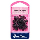 Hemline Rust Proof Black Hooks and Eyes Size 3