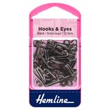 Hemline Rust Proof Black Hooks and Eyes Size 9