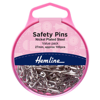 Hemline Nickel Safety Pins Value Pack